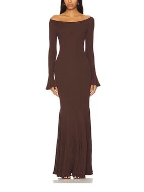 Lainey Maxi Knit Dress in Chocolate Brown